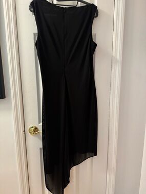 David Meister Black Asymmetrical Hem Evening Dress